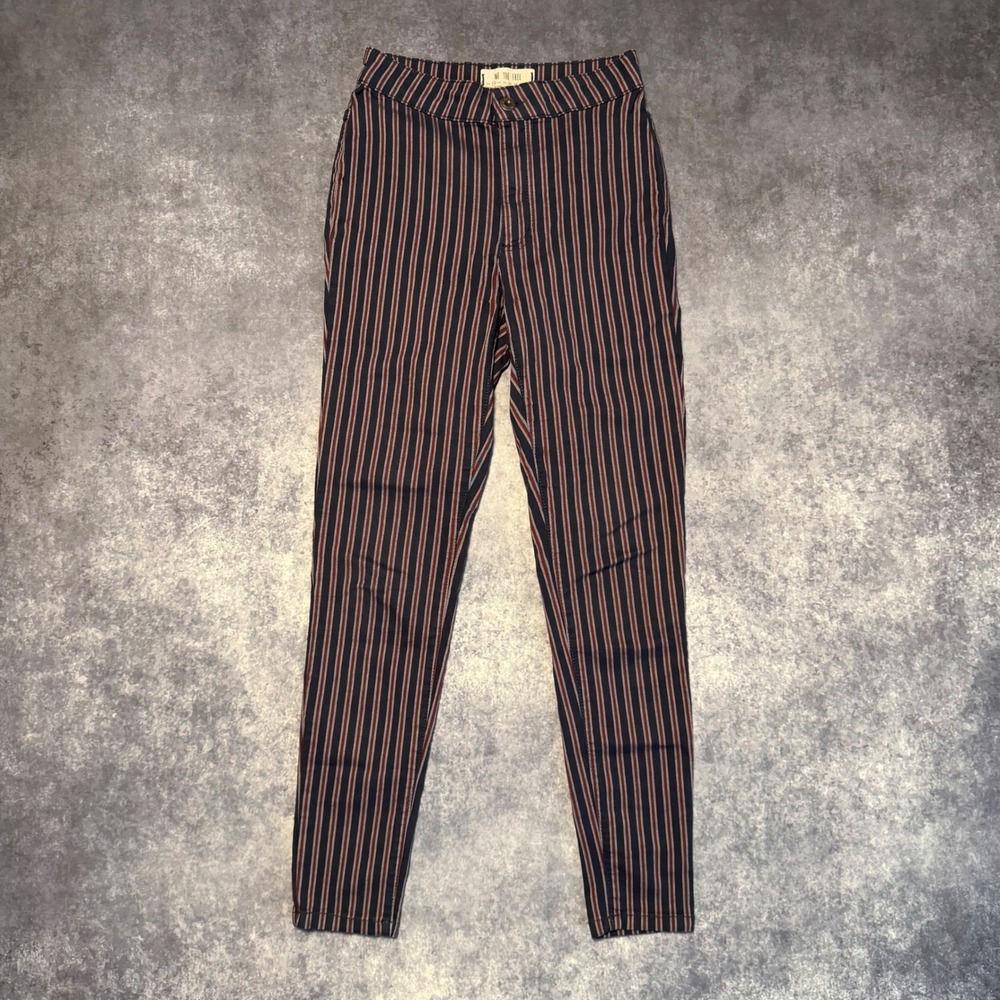 We The Free Free People Striped High Rise Skinny Pants Blue Red Size 25 - Picture 1 of 7